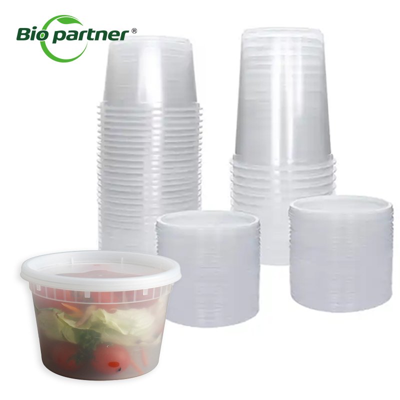 Takeaway Plastic Round Noodle Container Disposable Plastic Microwavable Food Storage Soup To Go Home Deli Container