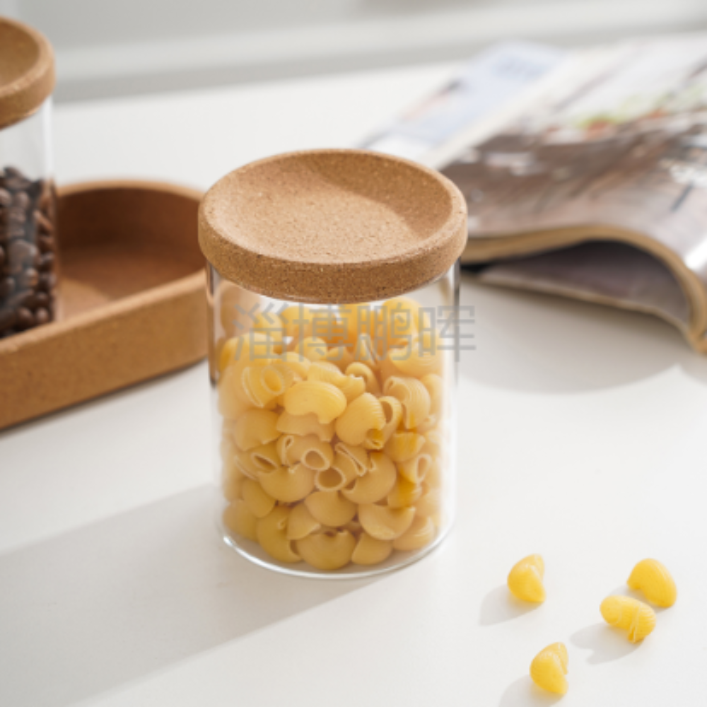 Kitchenware Glass Storage Jar Set with Cork Lids and Tray Clear Food Storage Jar for Home Party Gifts Use Sample Supported