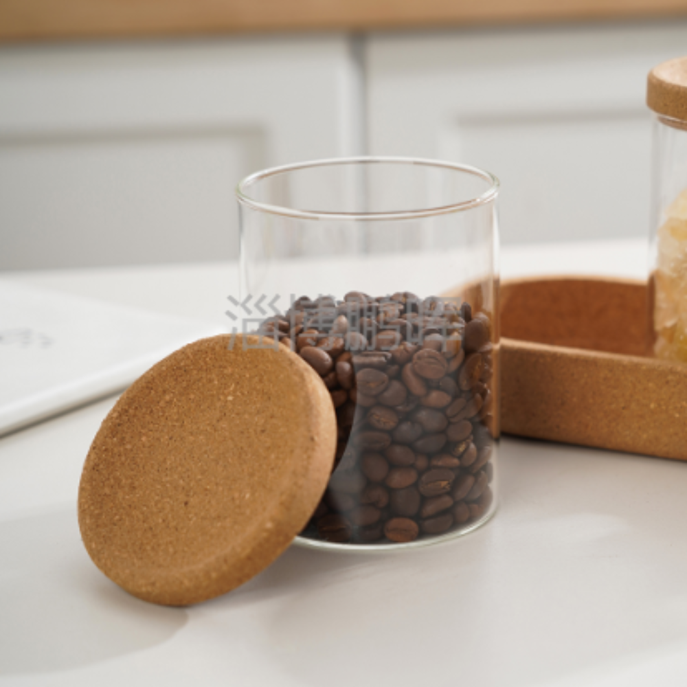 Kitchenware Glass Storage Jar Set with Cork Lids and Tray Clear Food Storage Jar for Home Party Gifts Use Sample Supported
