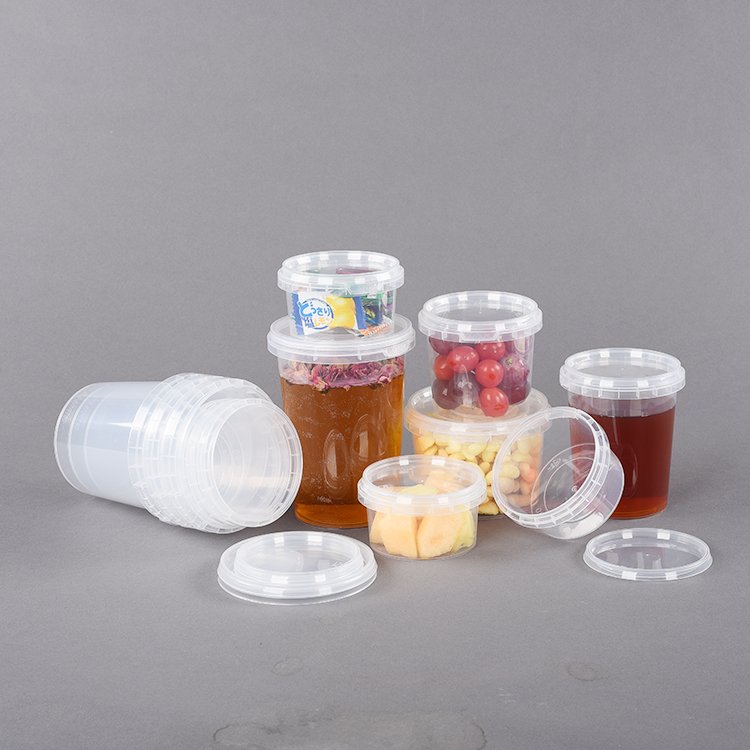 Custom 900 ml Microwavable food-grade pp plastic clear food storage container airtight round soup container with lid