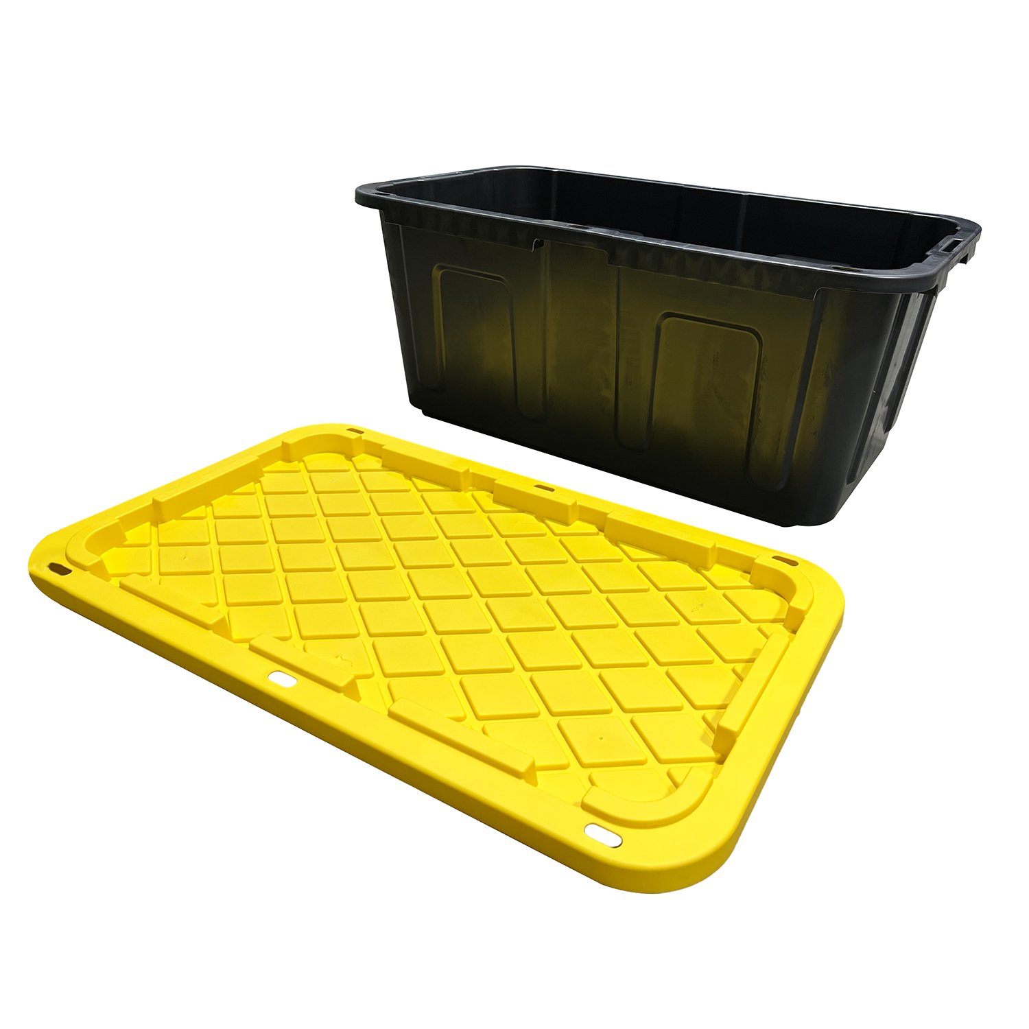 27 Gal Gallon tool Stackable Storage Totes Large Black Storage box with Yellow Lid