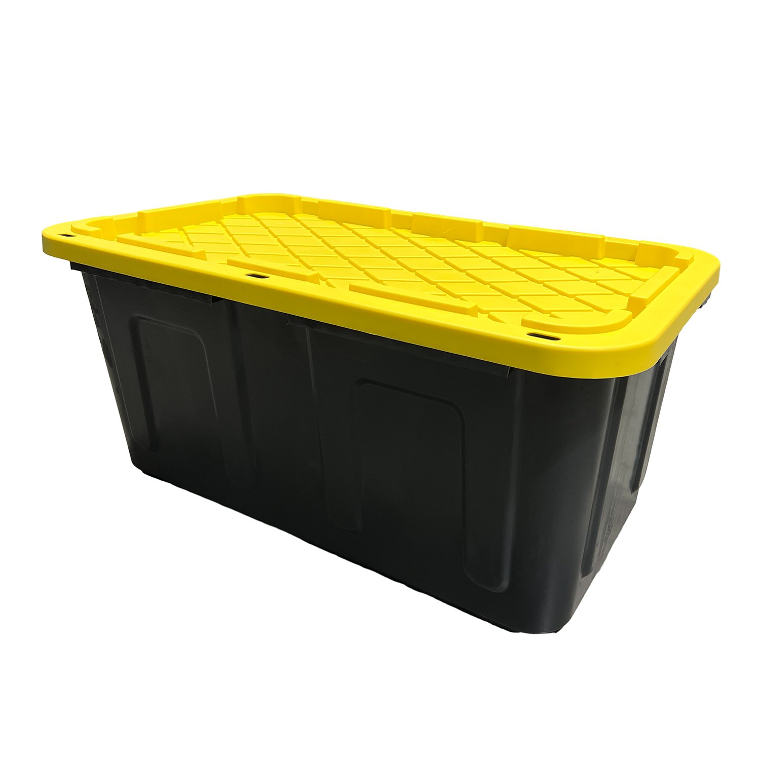 27 Gal Gallon tool Stackable Storage Totes Large Black Storage box with Yellow Lid