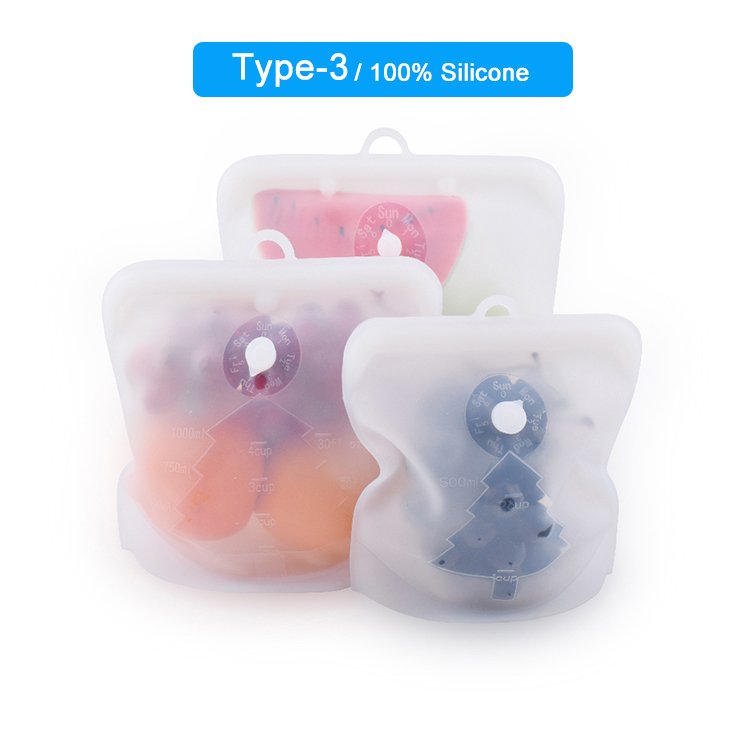 1500mL Sous Vide Airtight Seal Freezer Sandwich Zip Lock Zipper Reusable Vacuum Sealer Ziplock Silicone Food Storage Bags