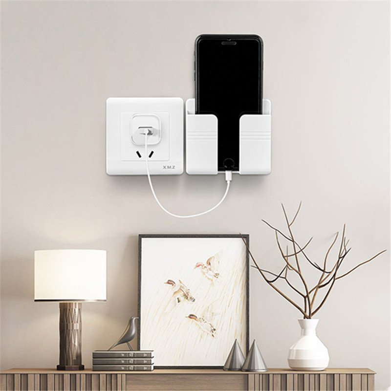 2024 4/2/1Pcs Multifunction Punch Free Wall Mounted Storage Box Organizer TV Remote Control Mobile Phone Plug Charging Holder