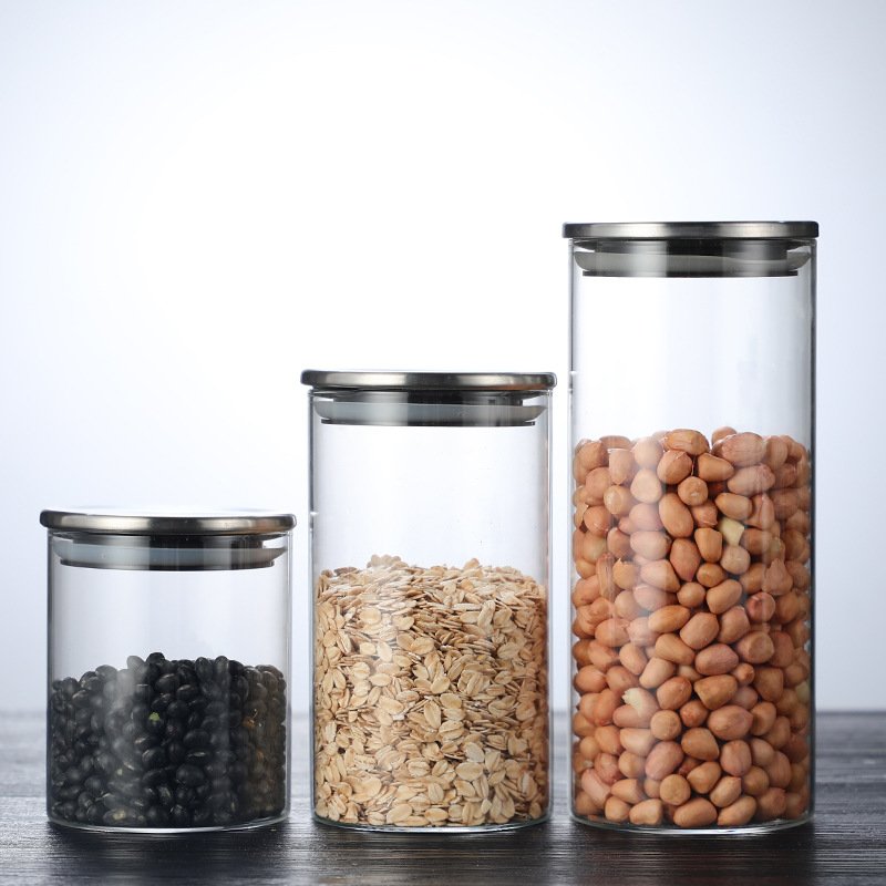 borosilicate glass storage jar with stainless steel lid new storage container for food candy