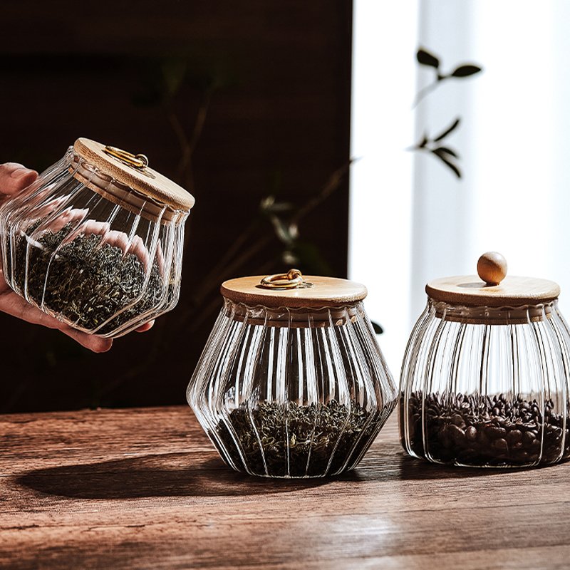 Professional manufacture cheap kitchen small storage containers glass spice food storage jars set airtight canister