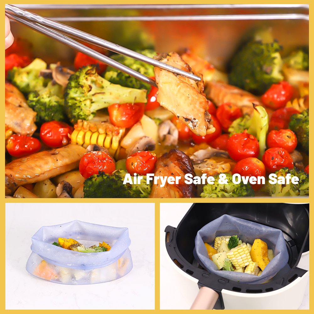 Silicone reusable lunch transparent packaging food storage bags BPA-Free Food Safe Sous Vide Cooker Silicone Cooking Bag Recipe