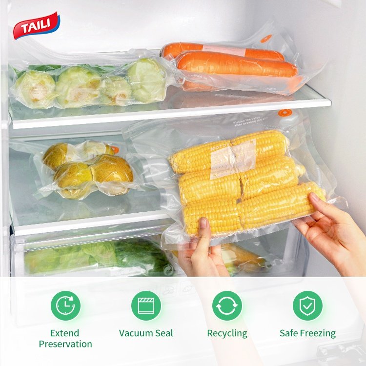 TAILI Food Grade Storage Saver Bag Preservation Vacuum Food Seal Bags With Pump Reusable Vacuum Food Bags