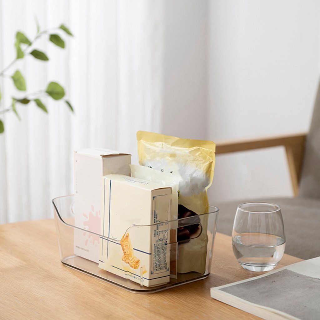 Household Plastic Desktop Storage Box Clear PET snacks makeup Storage Bin