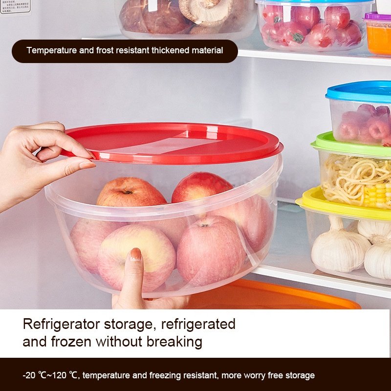 7 pcs set colorful pp container fridge organizer food storage containers with lids