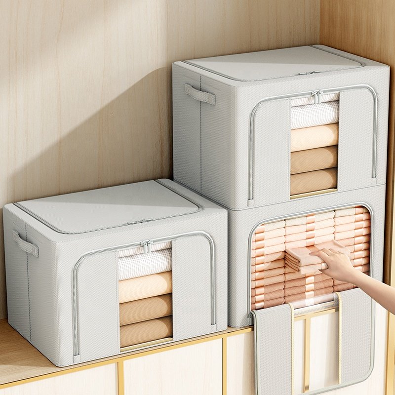Wholesale Collapsible Storage Boxes 50x40x33 66L Wardrobe Clothes Storage Bag Containers Storage Boxes & Bins