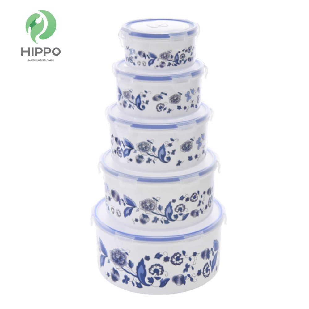 5 pcs customized round plastic food container set