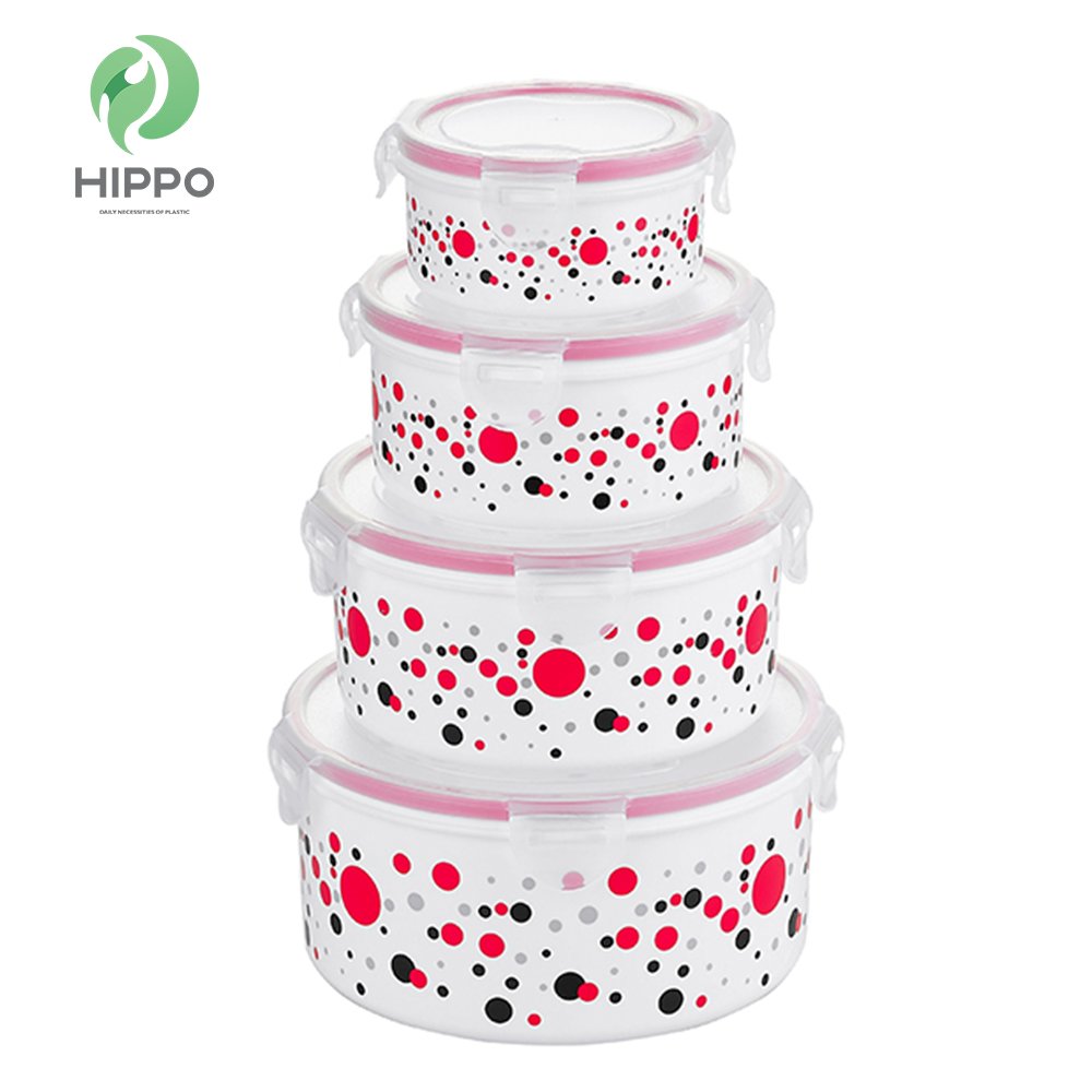 5 pcs customized round plastic food container set