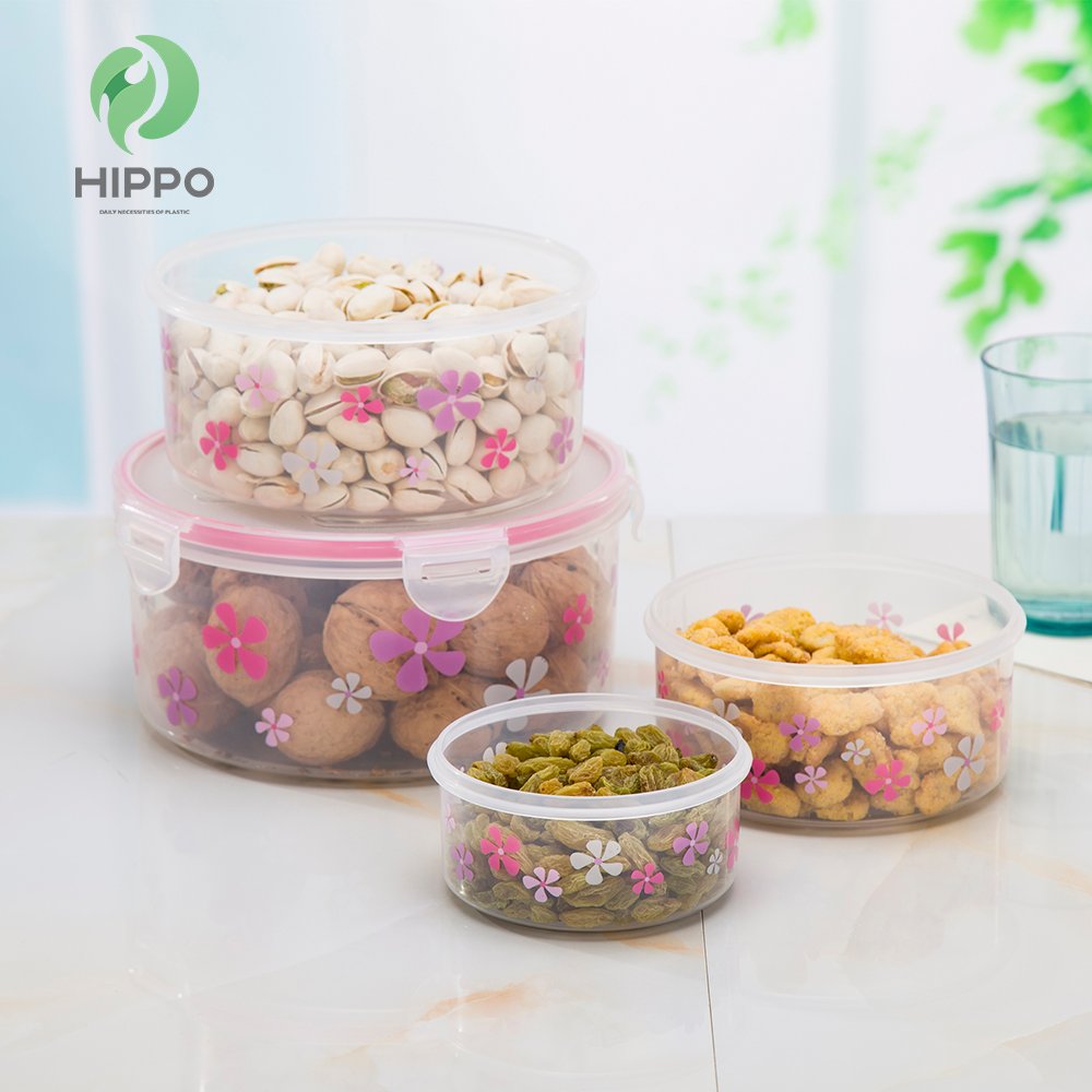 5 pcs customized round plastic food container set