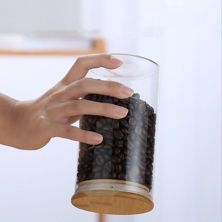 Wholesales Mini High Quality Clear Glass Spice Storage Jar With Bamboo Cork Lid