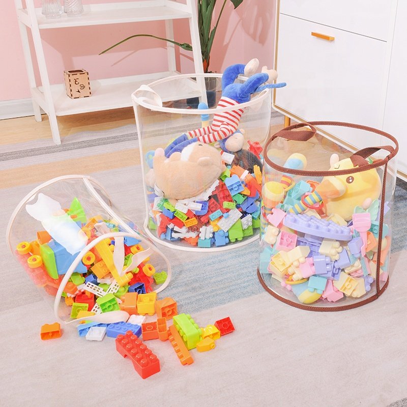 Simple Korean Style Transparent Toy Storage Bucket Safe Material Food Storage Basket