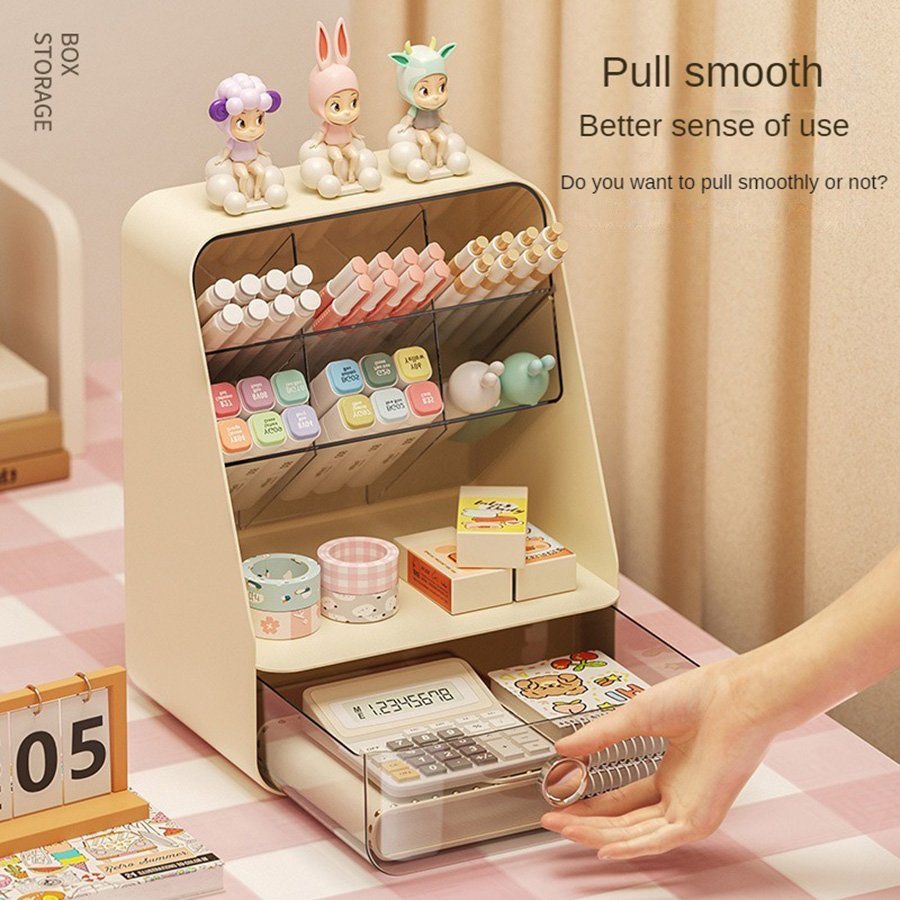 Large Capacity Diagonal Pen Stand Case Bucket Office Desktop Stationery Storage Drawer Pen Organizer Holder