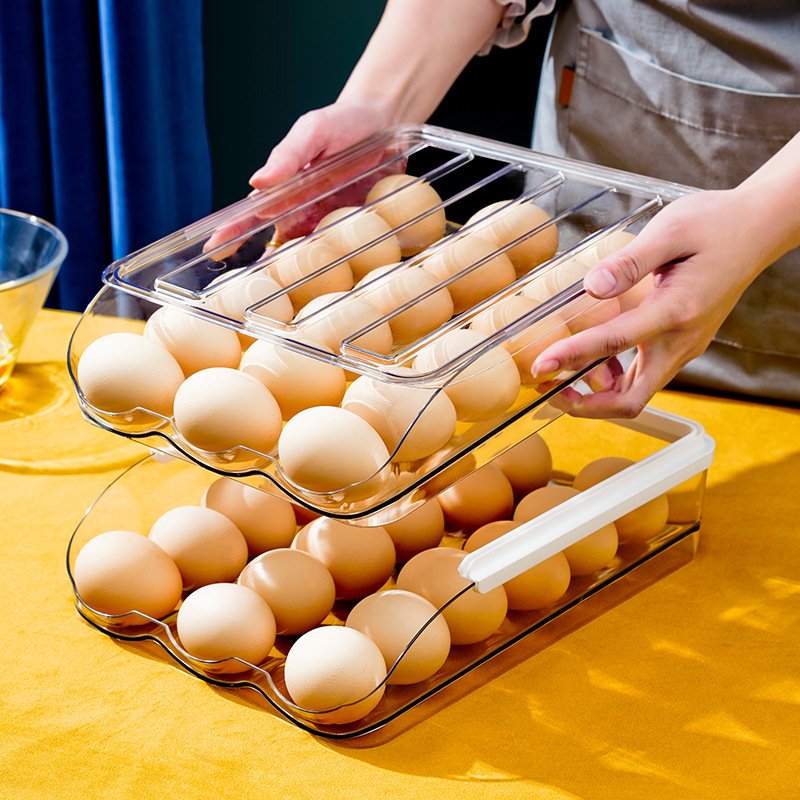 PET egg storage box refrigerator modern chicken grid drawer type egg storage boxs & bins egg storage plastic