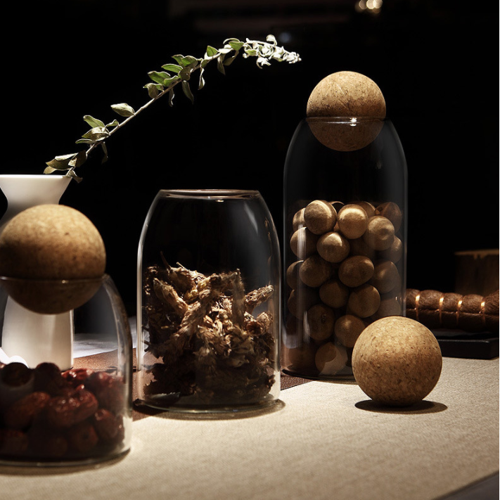 wholesale factory direct clear high borosilicate jar container glass spice food storage jar bottle with cork