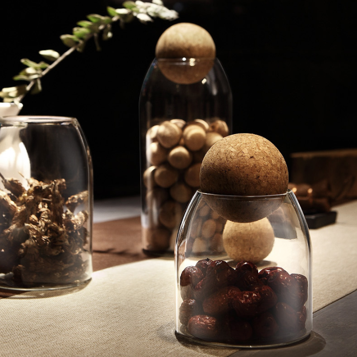 wholesale factory direct clear high borosilicate jar container glass spice food storage jar bottle with cork
