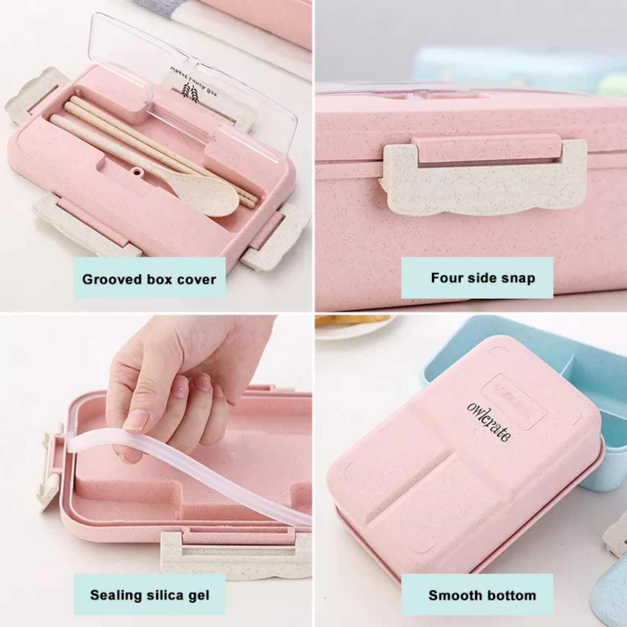 Lunch box straw cutlery food storage containers children school office portable bento box loncheras escolares kids
