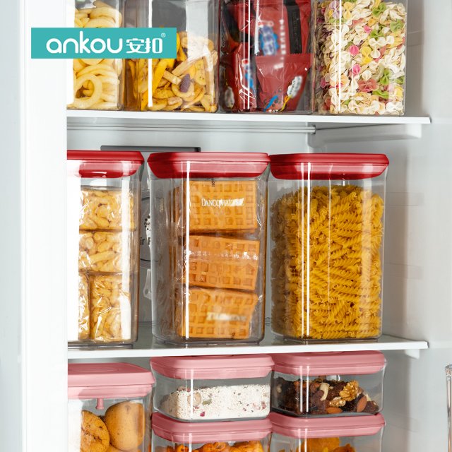 Factory direct sales gift items Square seven-piece set storage jars plastic food containers with lids For household storage