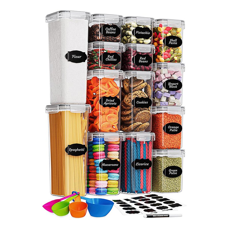 Kitchen & Pantry 14 pack High Clear Plastic Box For Cereal Snack Food Dry Food Storage Container With Lid