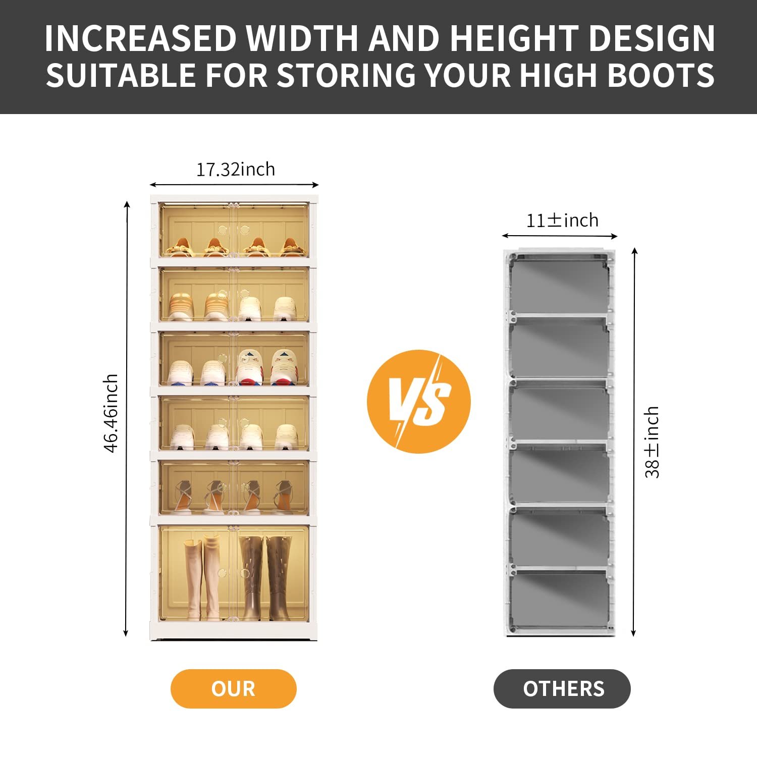 Foldable Shoe Rack,Shoe Organizers for Closet Plastic Shoe Storage Box for Entryway,Living Room Large Sturdy Stackable