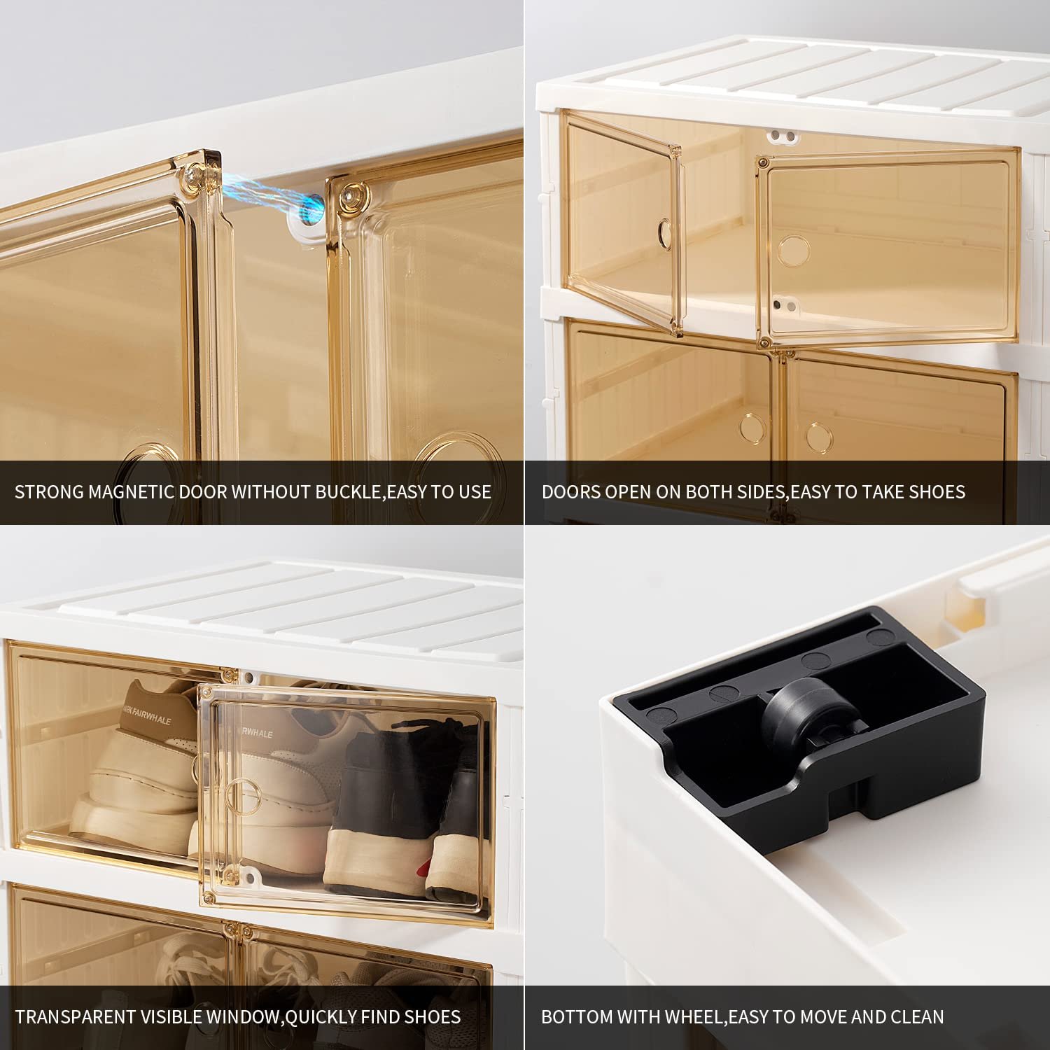 Foldable Shoe Rack,Shoe Organizers for Closet Plastic Shoe Storage Box for Entryway,Living Room Large Sturdy Stackable