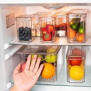 Set of 7 Clear Plastic Stackable Food Fridge Storage Organizer Box With Lid