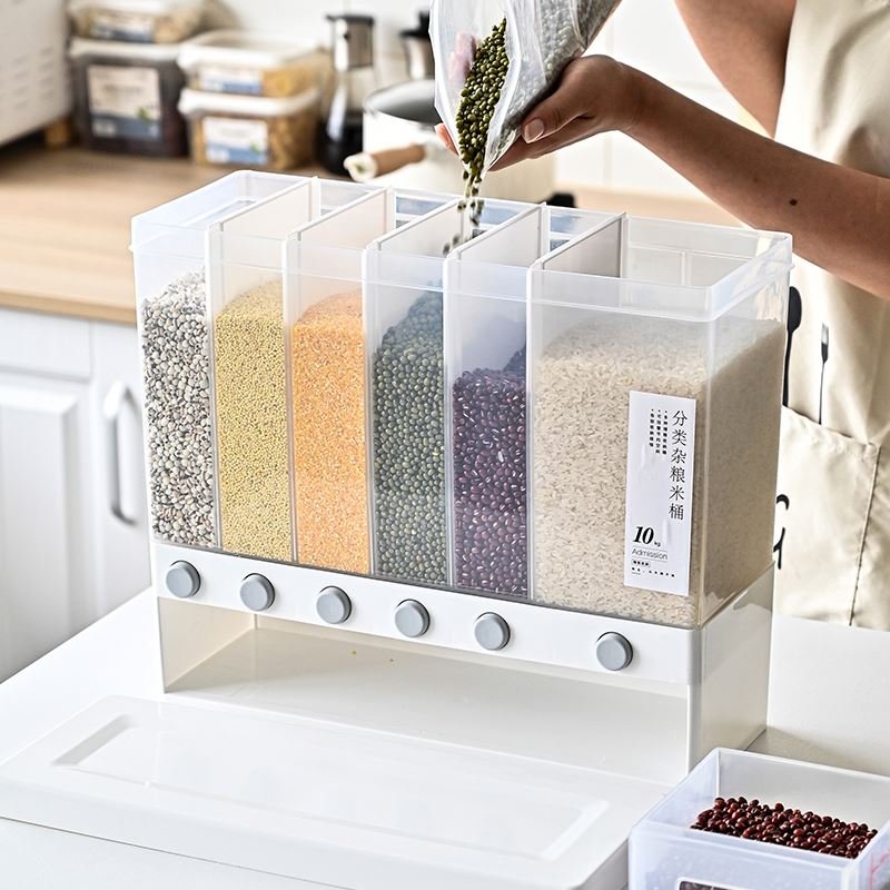 Factory wholesale HOT Kitchen Multipurpose Sealed Grain Rice Dispenser Container Transparent Cereal Storage Box