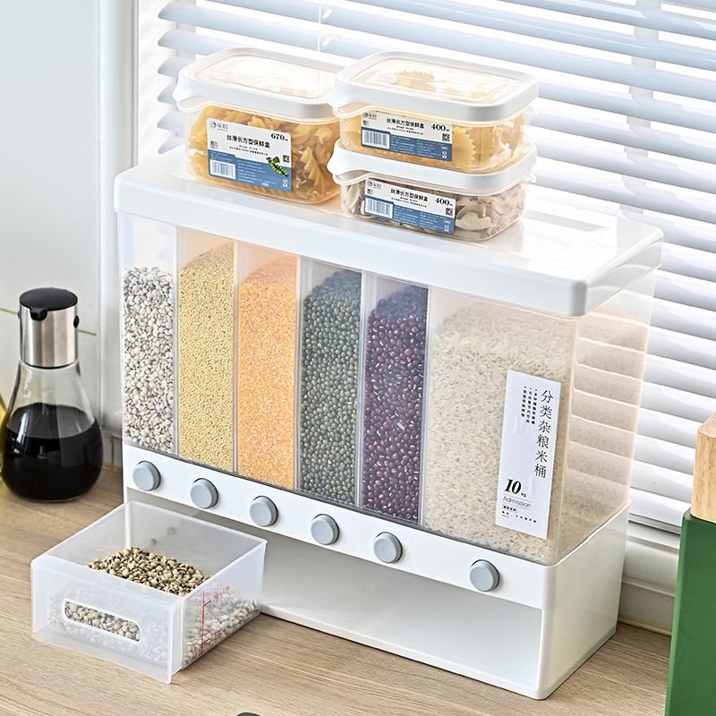 Factory wholesale HOT Kitchen Multipurpose Sealed Grain Rice Dispenser Container Transparent Cereal Storage Box