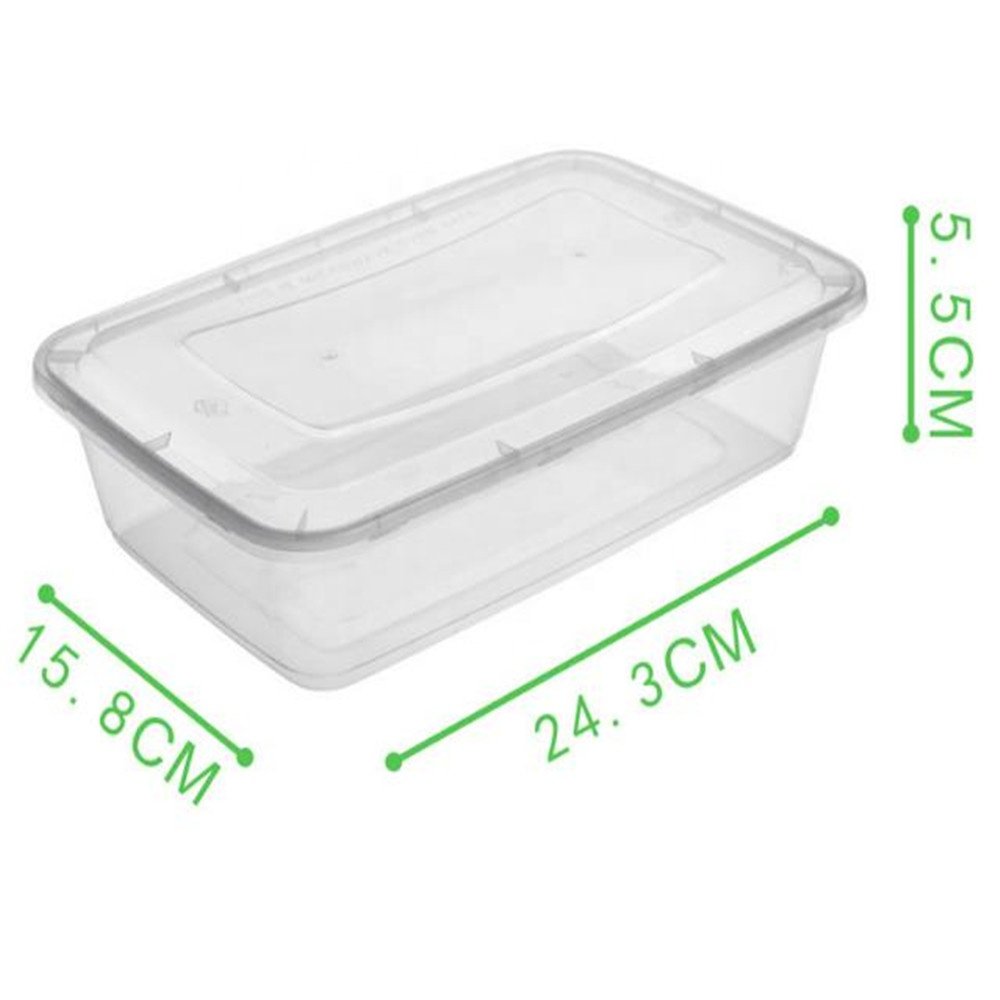 Restaurant To Go Food Box 1500ML/52OZ Rectangular Plastic Disposable Food Takeaway Container