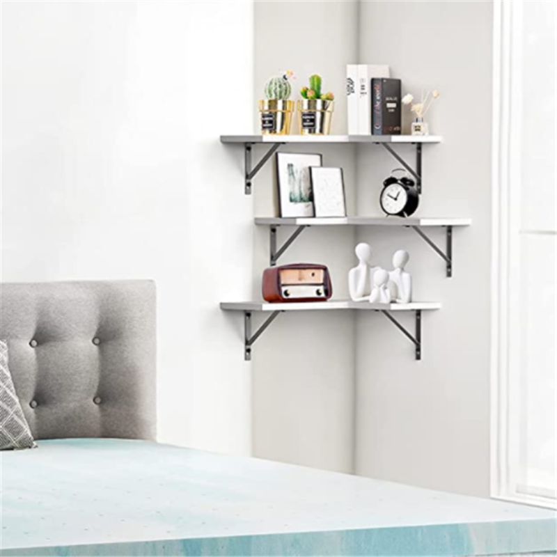 Wood Hexagon Shelf Corner Floating Shelves Wall Mounted Set of 4 Rustic Wood Wall Storage Shelves