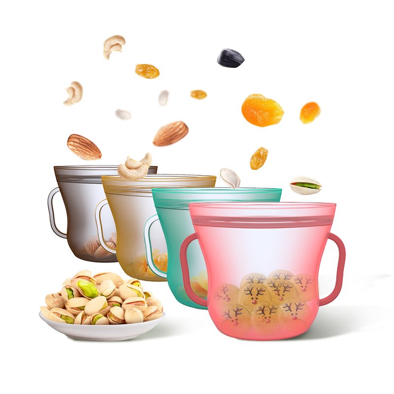Customization baby kids toddler silicone food storage bags zip containers silicone snack reusable food storage bags pouch