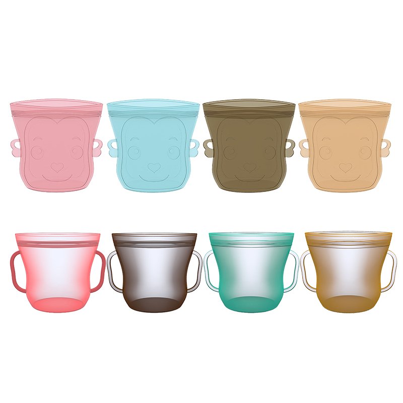 Customization baby kids toddler silicone food storage bags zip containers silicone snack reusable food storage bags pouch