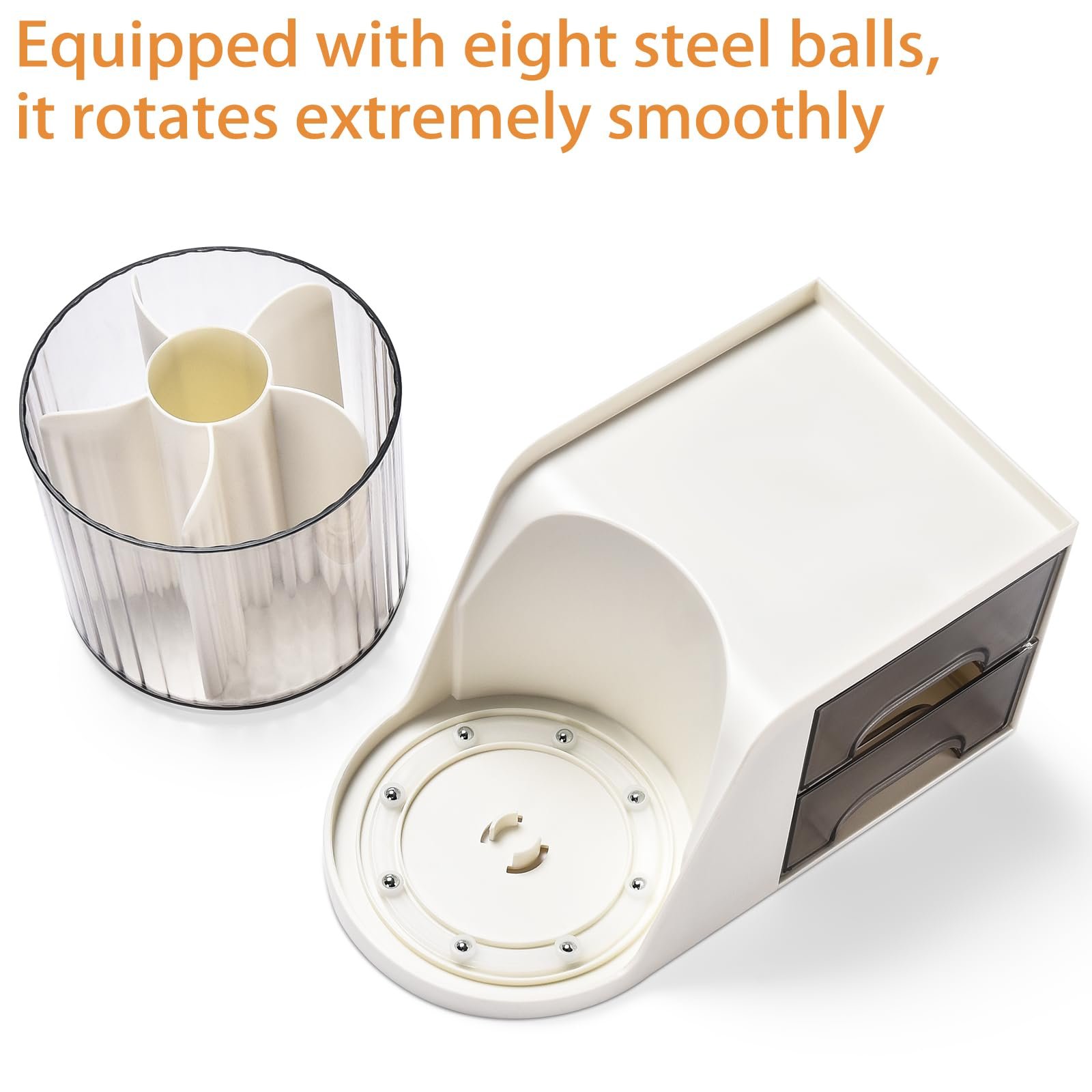 Office Table Art Supply Storage Box Caddy Pencil Pen Holder Rotating Desk Organizer with 2 Drawer
