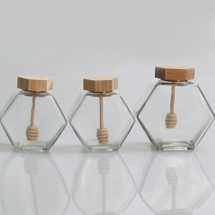 100/180/280/300/500ml Thickened Transparent Food Storage Jars Of Different Sizes Glass Honey Jars With Sealed Wooden Metal Lids