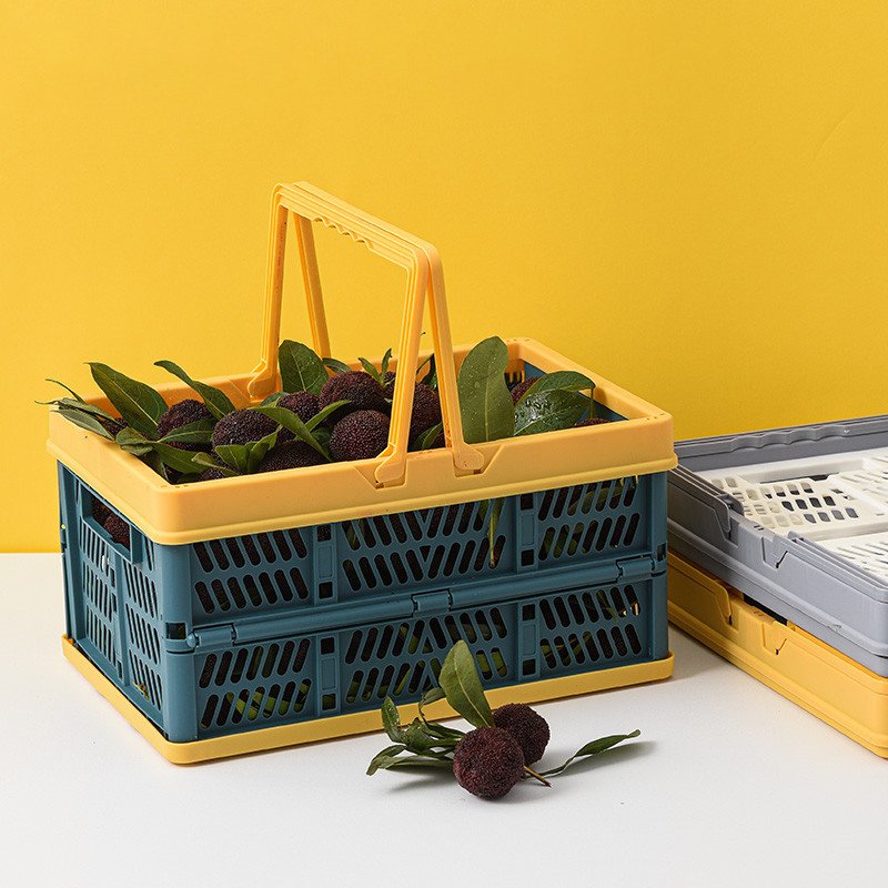 Supermarket shopping basket, environmentally friendly, foldable, portable, hollowed out, breathable, convenient and fashionable