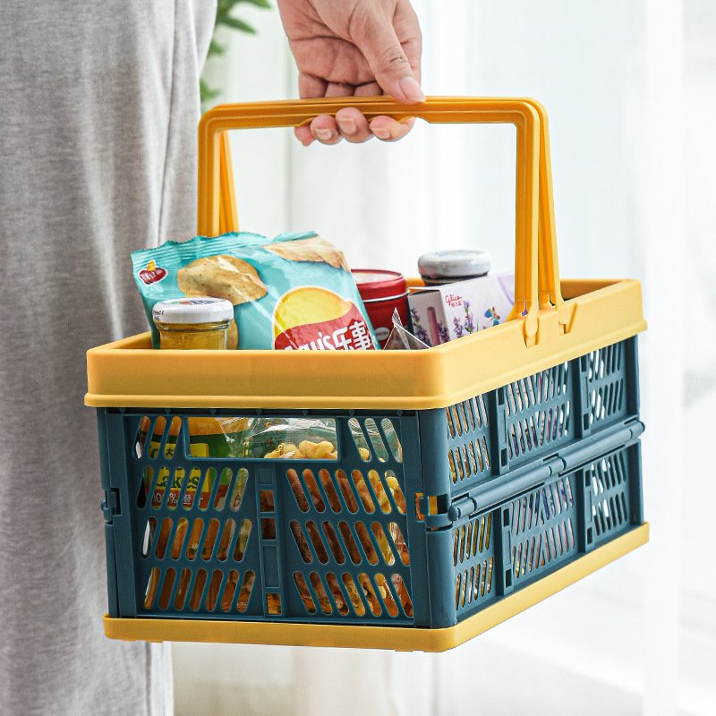 Supermarket shopping basket, environmentally friendly, foldable, portable, hollowed out, breathable, convenient and fashionable