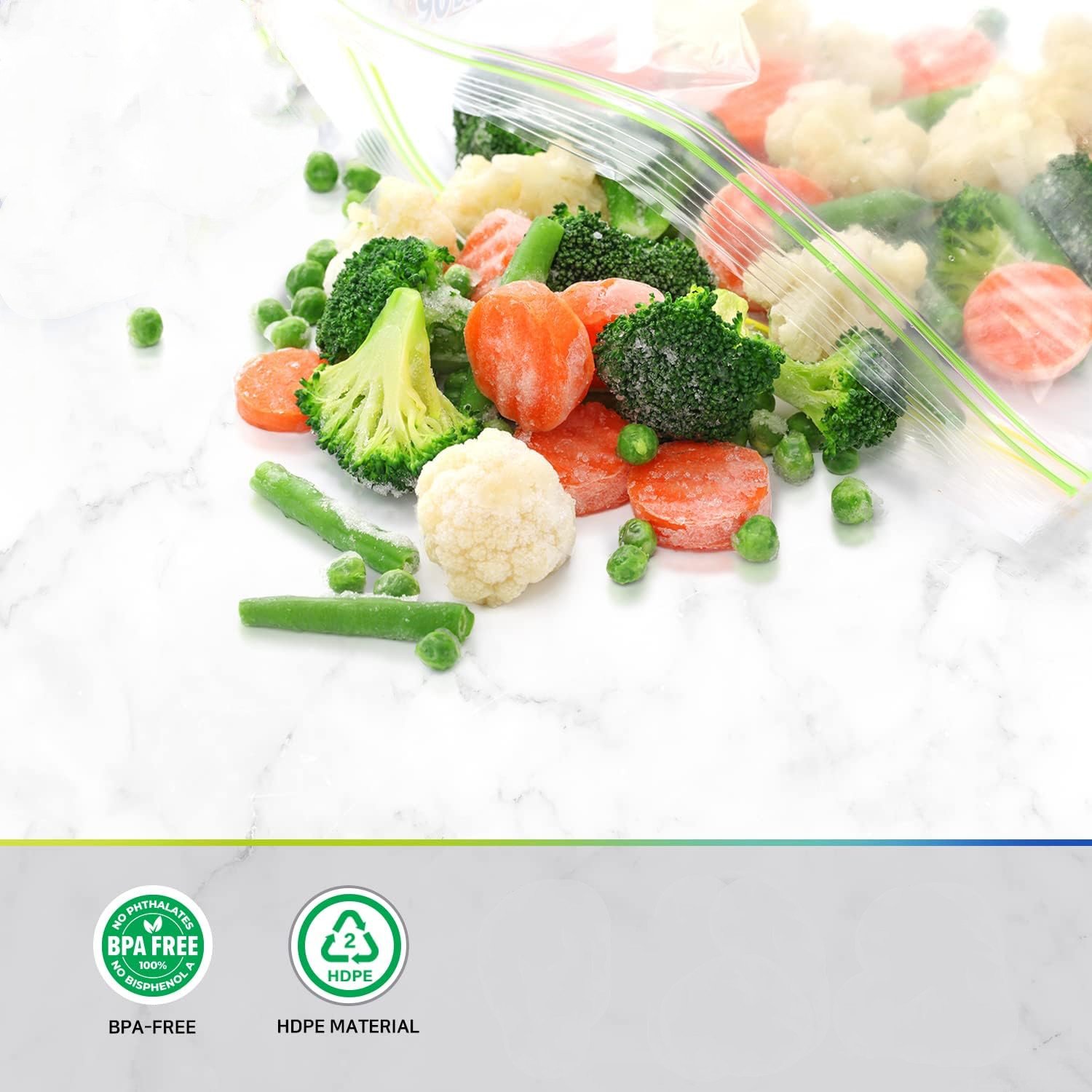 Reclosable Freezer Bags 80 Pack Double Zipper Airtight Seal Premium Thick Heavy duty Bags for Safe and Secure Food Storage