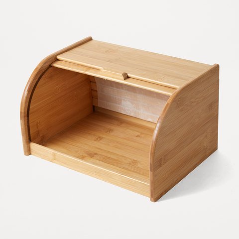 Natural Kitchen Food Storage Roll Top Countertop Bamboo Bread Bin Bread Box Case