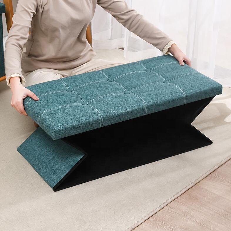 Home Chair Footstool Home Decoration Shoes Stool Organizer Multi-function Folding Ottoman Storage Box Pouffe Seat Stool