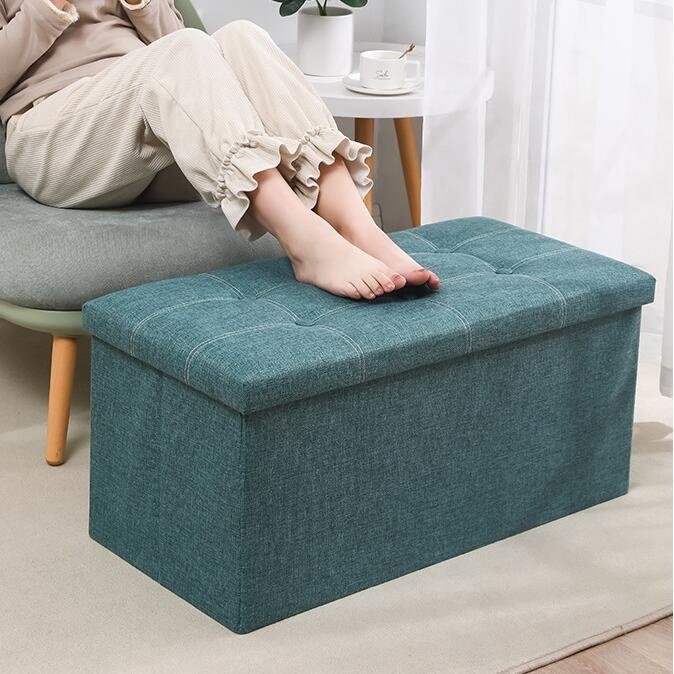 Home Chair Footstool Home Decoration Shoes Stool Organizer Multi-function Folding Ottoman Storage Box Pouffe Seat Stool
