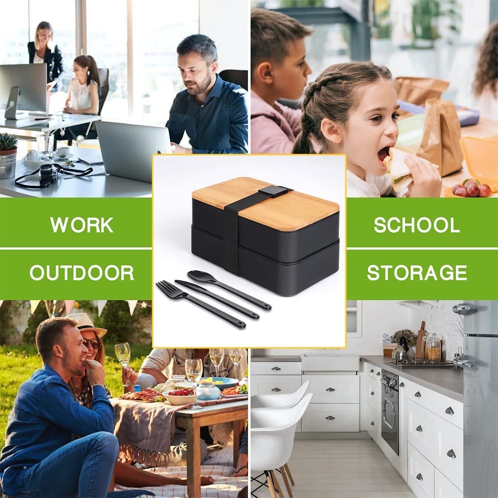 Food Container Food Storage Box Japanese Bento Lunch Box with Bamboo Lid Customized logo