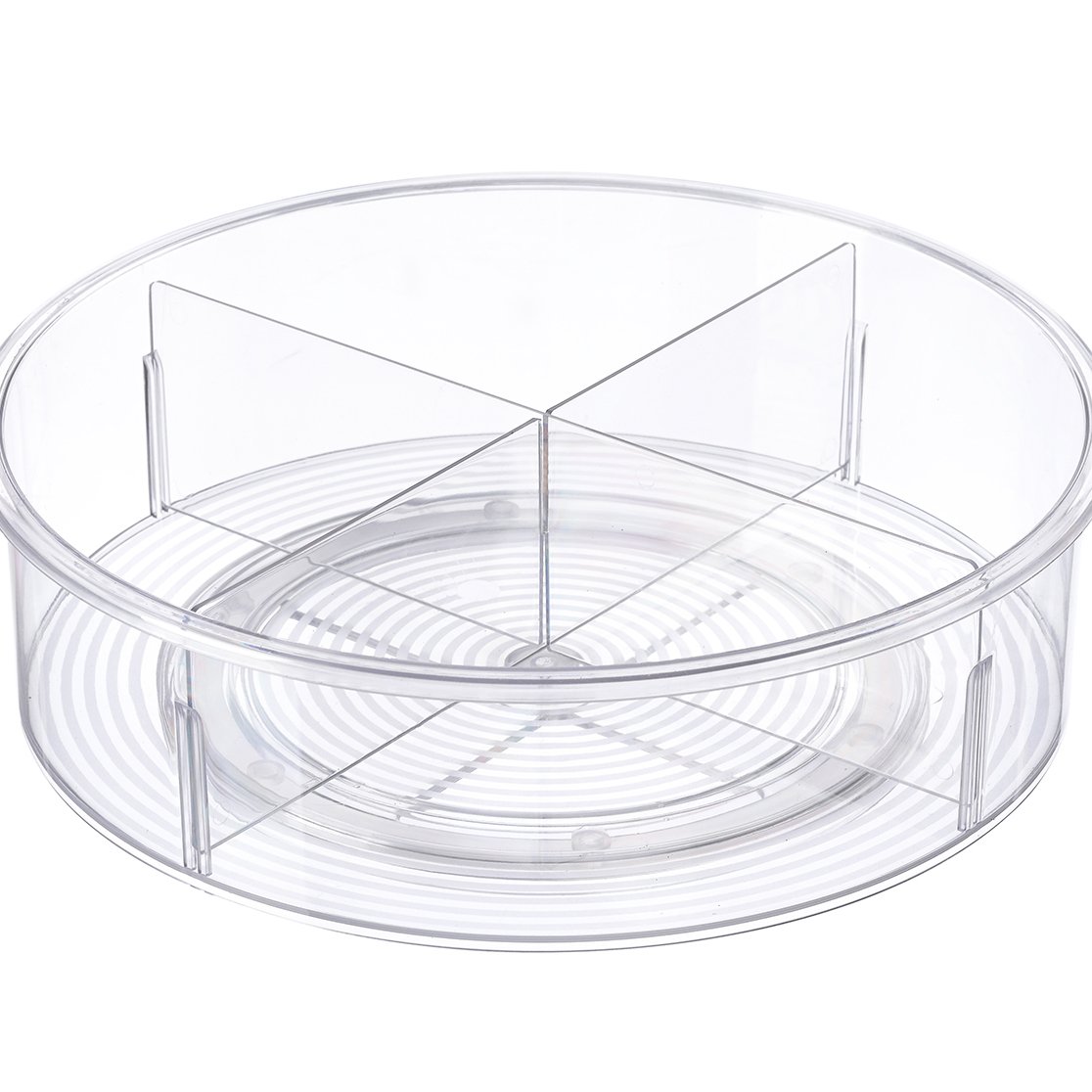 Rotating Spinning Storage Container Clear Lazy Susan Organizer with 2 Removable Dividers, Acrylic kitchen organizer Turntable