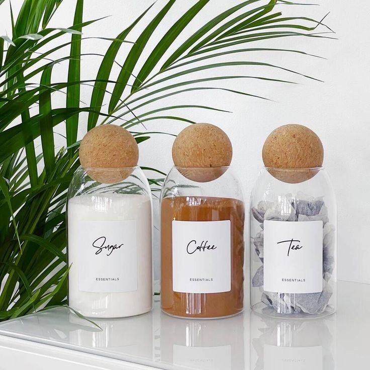 Hanio Reusable Coffee Bean Food Grade container Clear Borosilicate Glass Food Storage Jars with Cork Ball Stopper Lid