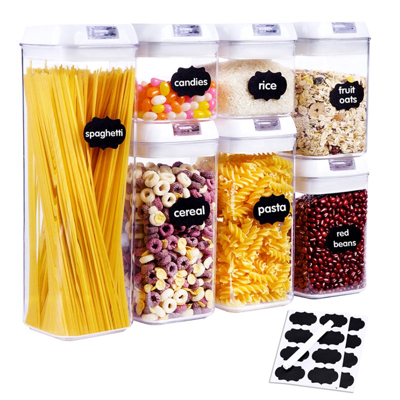 best selling new design high quality Airtight Transparent 7pcs Dry Food Storage Container with lid
