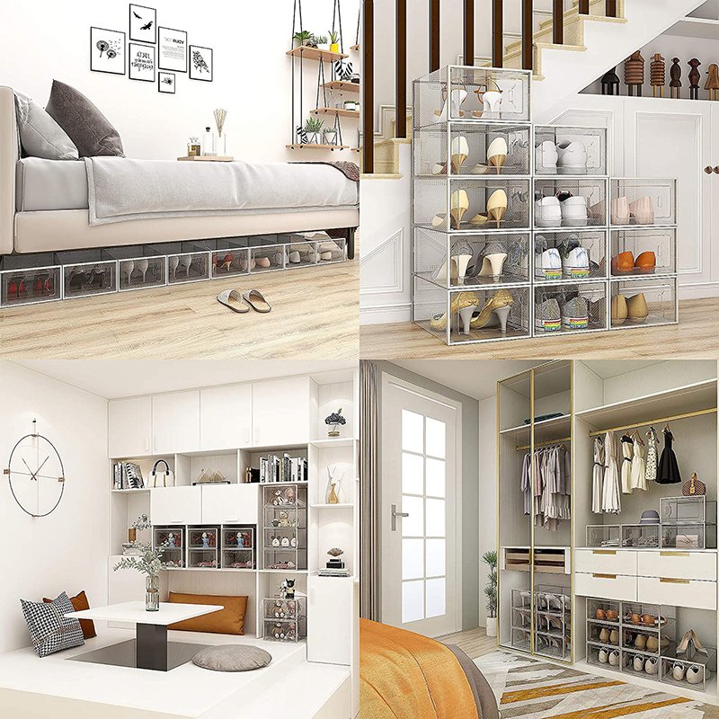 Hot Sales Clear Shoe Box Storage Transparent Space-Saving Drop Front Acrylic Shoes Storage Box