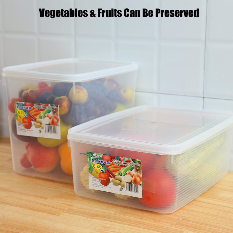 Big Plastic Food Storage Containers with Lids 5L 6L 7L Large Clear Fruit and Vegetable Kitchen Storage Containers Box Bins